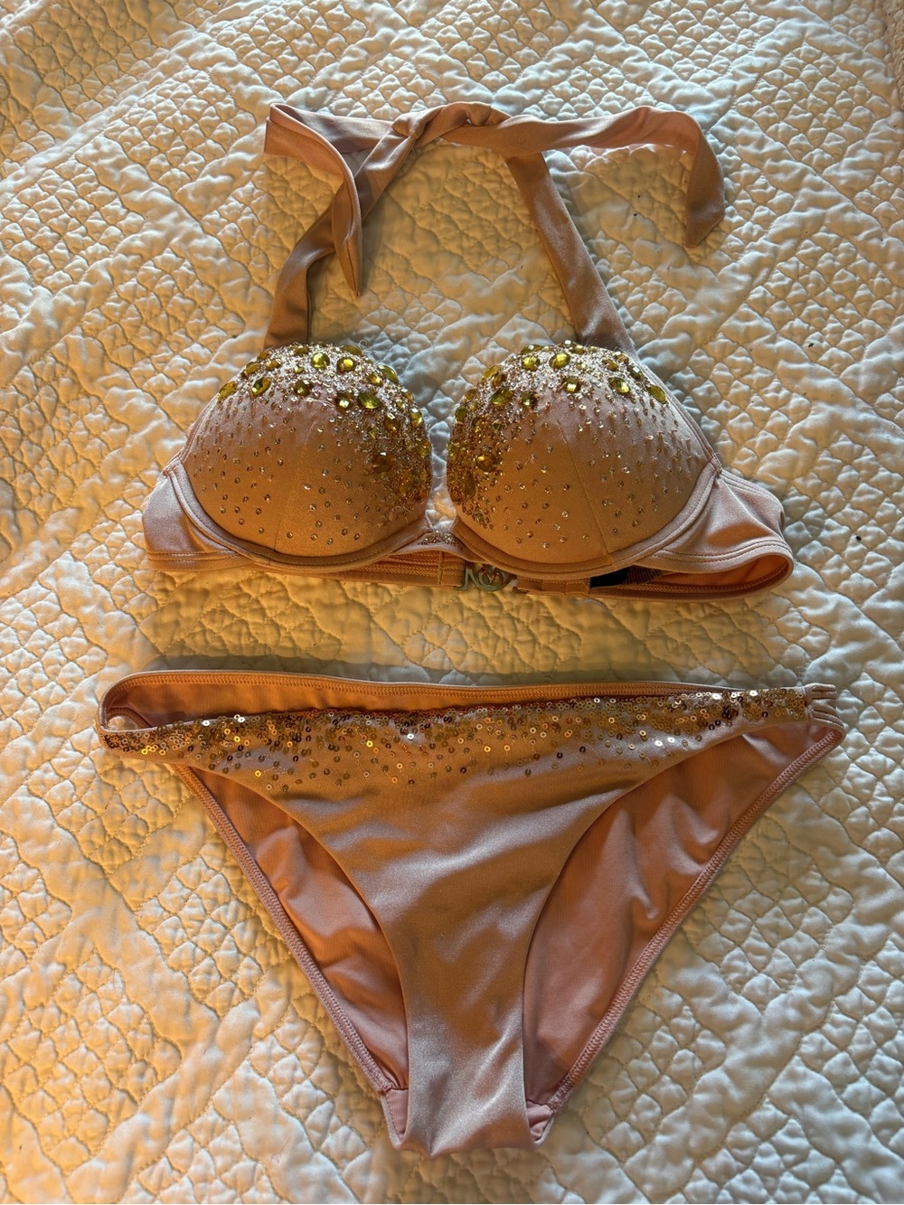 Victoria secret Embellished Blush Pink Halter Bikini Set